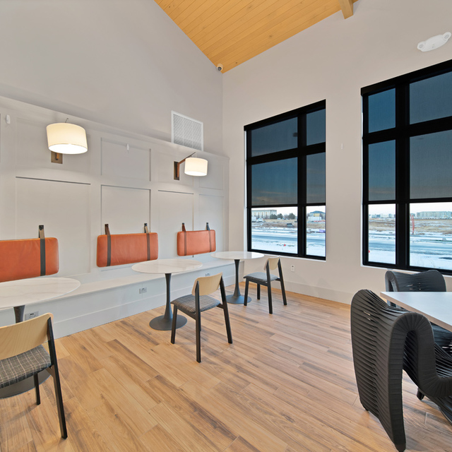 Camber Apartments - Resident Clubhouse Dining Area with Windows